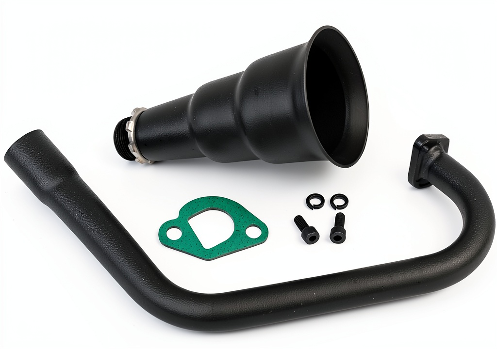 SJVLXHI exhaust pipe installed on a mini bike