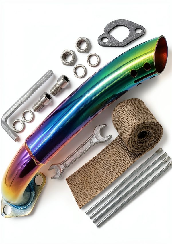 Exhaust Kit WNOOENG Chrome Bolt On for Mini Bikes-0