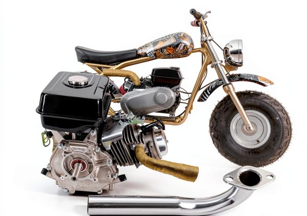 YOXUFA Mini Bike Exhaust YO-HEP-420 420cc Header with Heat Shield-2