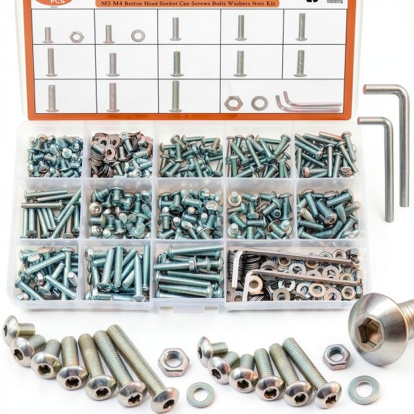 Taiss M3 M4 Screws Kit 405PCS Stainless Hex & Button Head Assortment-0