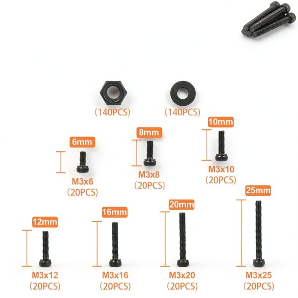 M3 Screw Kit 420pcs CARLWIN Premium Socket Head Screws Black-1