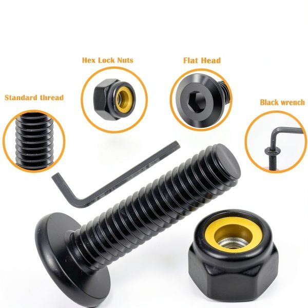 weideer 30pcs 1/4-20 x 3/4" Nuts and Bolts Kit, Stainless Steel 18-8 (304) Flat Head Hex Socket Cap Furniture Bolts,Nylon Insert Hex Lock Nuts with Hex Spanner-2