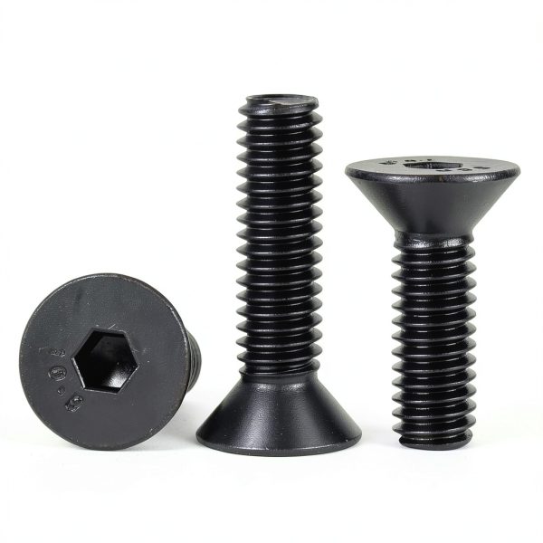 100 PCS M5 x 12mm Flat Head Socket Cap Screws Bolts, 10.9 Grade Carbon Steel Countersunk Allen Bolts, Full Thread, Black Coating, Screwdriver Included-5