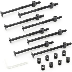 Biaungdo M6 x 100mm Bunk Bed Bolts, Hex Drive Socket Furniture Barrel Screws Bolt Nuts Furniture Crib Baby Bed Bolt with Wrench(Black, 12 Pcs)-0