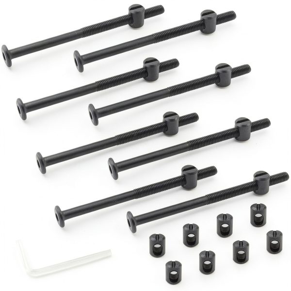 Biaungdo M6 x 100mm Bunk Bed Bolts, Hex Drive Socket Furniture Barrel Screws Bolt Nuts Furniture Crib Baby Bed Bolt with Wrench(Black, 12 Pcs)-0