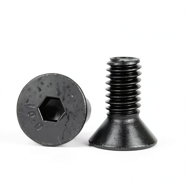 100 PCS M5 x 12mm Flat Head Socket Cap Screws Bolts, 10.9 Grade Carbon Steel Countersunk Allen Bolts, Full Thread, Black Coating, Screwdriver Included-1