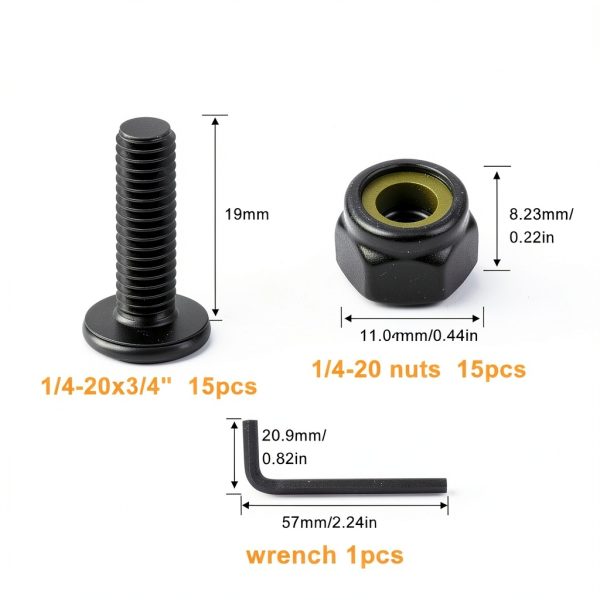 weideer 30pcs 1/4-20 x 3/4" Nuts and Bolts Kit, Stainless Steel 18-8 (304) Flat Head Hex Socket Cap Furniture Bolts,Nylon Insert Hex Lock Nuts with Hex Spanner-1