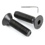 100 PCS M5 x 12mm Flat Head Socket Cap Screws Bolts, 10.9 Grade Carbon Steel Countersunk Allen Bolts, Full Thread, Black Coating, Screwdriver Included-0