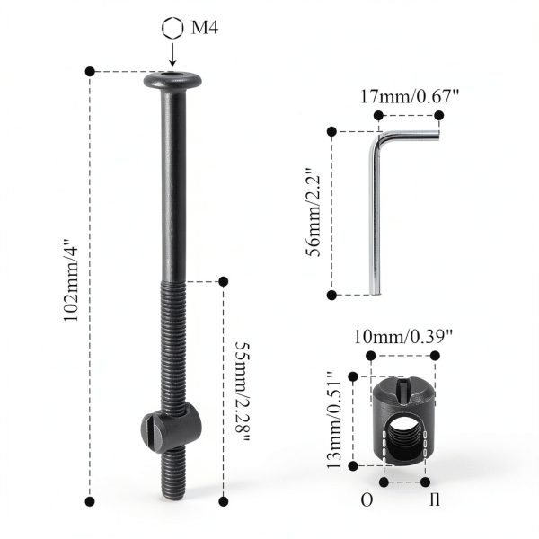 Biaungdo M6 x 100mm Bunk Bed Bolts, Hex Drive Socket Furniture Barrel Screws Bolt Nuts Furniture Crib Baby Bed Bolt with Wrench(Black, 12 Pcs)-1